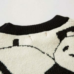 retro panda graphic sweater   youthful & iconic style 8998