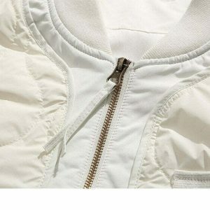 retro patched puffer jacket zip up urban chic 7480