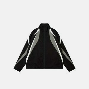 retro patchwork windbreaker iconic zip up design 8988