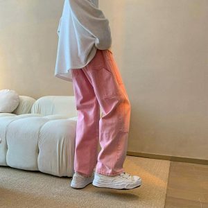 retro pink pants solid vintage style & chic appeal 4976