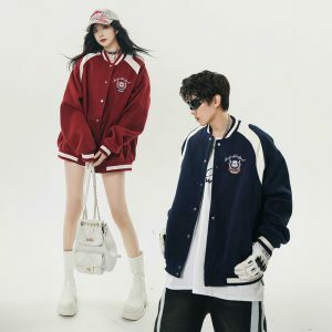 retro splicing color varsity jacket   youthful urban appeal 8439