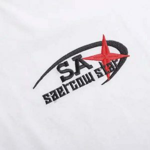 retro star embroidered t shirt sporty & youthful appeal 1279