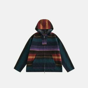 retro striped hoodie colorful & dynamic streetwear icon 5977