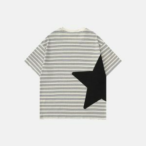 retro striped star tee youthful & dynamic streetwear 1118