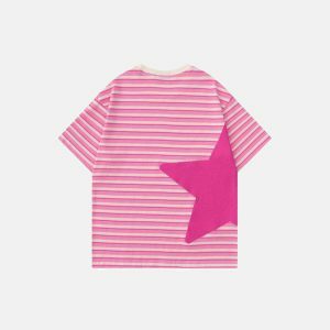 retro striped star tee youthful & dynamic streetwear 3281