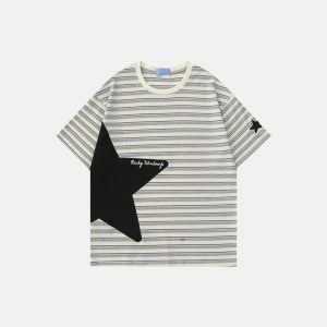 retro striped star tee youthful & dynamic streetwear 7699