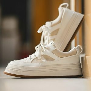 retro thick soled sneakers   white & youthful streetwear staple 5881