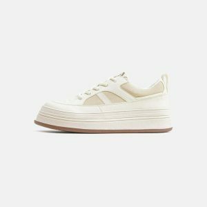 retro thick soled sneakers   white & youthful streetwear staple 6022