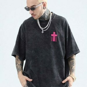 retro washed cross t shirt iconic & youthful style 2156