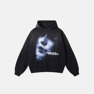 retro washed hoodie black & chic urban essential 3132