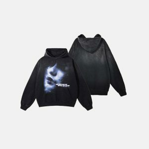 retro washed hoodie black & chic urban essential 4082