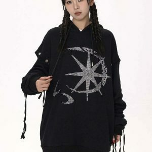 rhinestone graphic hoodie youthful & edgy streetwear 5159