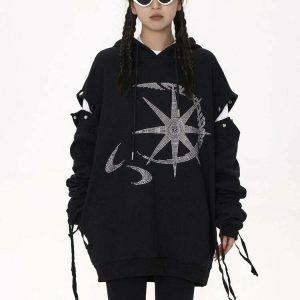 rhinestone graphic hoodie youthful & edgy streetwear 8766