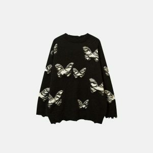 ripped butterfly sweater dynamic & youthful style 1308