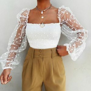 sheer mesh long sleeve top   chic & youthful streetwear appeal 5087