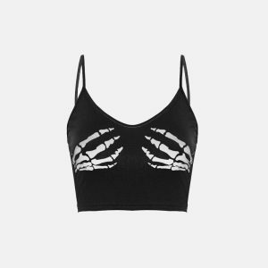 skeleton hand cami top   edgy & youthful streetwear staple 6684