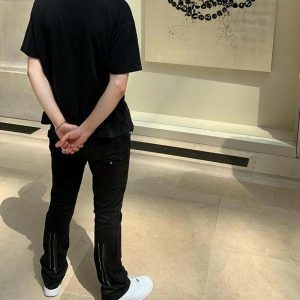 sleek back zipper ankle pants   youthful streetwear appeal 7784