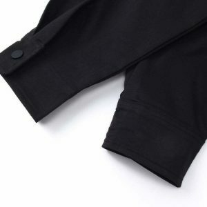 sleek black shirt with front pocket   urban minimalist 2549