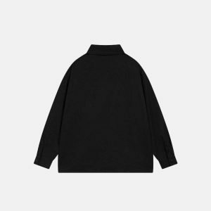 sleek black shirt with front pocket   urban minimalist 3167