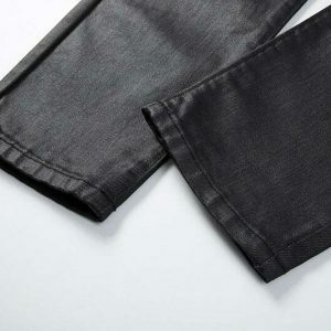 sleek black waxed jeans urban chic & edgy style 1073