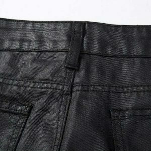 sleek black waxed jeans urban chic & edgy style 1375