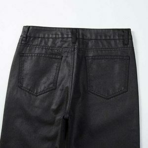 sleek black waxed jeans urban chic & edgy style 5040