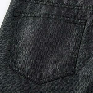 sleek black waxed jeans urban chic & edgy style 6466