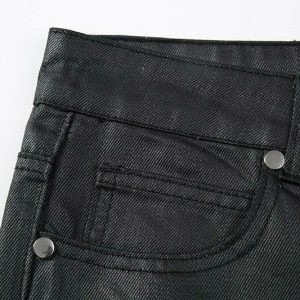 sleek black waxed jeans urban chic & edgy style 6681