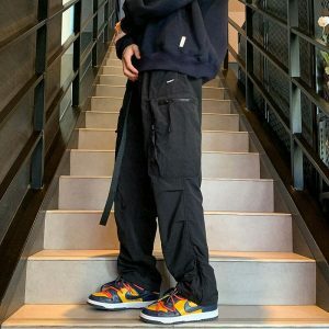 sleek dark cargo pants baggy fit & youthful appeal 7419