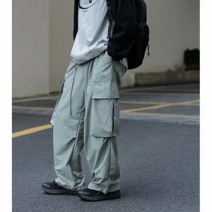 sleek elastic waist cargo pants youthful polyester design 6122