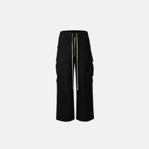 sleek mid waist cargo pants black & versatile streetwear 5624