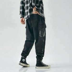 sleek solid cargo pants loose fit & urban appeal 2356