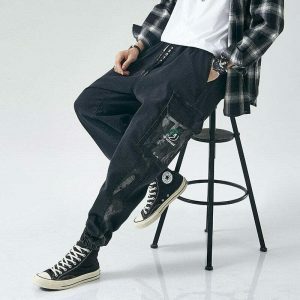 sleek solid cargo pants loose fit & urban appeal 2913