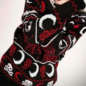 spooky moon skull sweater youthful & edgy pattern 7080