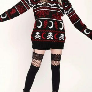 spooky moon skull sweater youthful & edgy pattern 8442