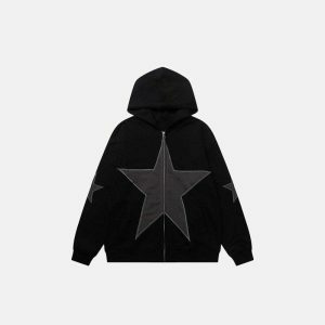 star graphic patch hoodie   youthful & dynamic streetwear 1835