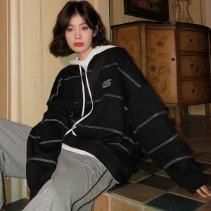 striped black sweatshirt dynamic & chic urban streetwear 2409