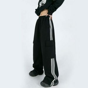 striped cargo pants for women chic & youthful streetwear 7040