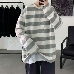 striped oversized tee bold long sleeves youthful appeal 5057