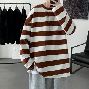 striped oversized tee bold long sleeves youthful appeal 7530