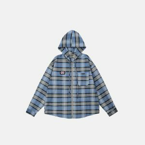 striped plaid hoodie long sleeve youthful streetwear 1401