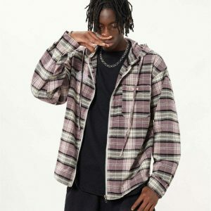 striped plaid hoodie long sleeve youthful streetwear 1404