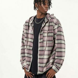 striped plaid hoodie long sleeve youthful streetwear 5619