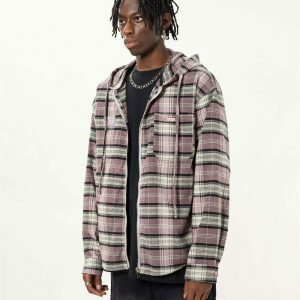 striped plaid hoodie long sleeve youthful streetwear 6157