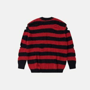 striped ripped knit sweater dynamic urban appeal 5494