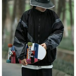 striped windbreaker jacket   dynamic urban style & youthful appeal 8900