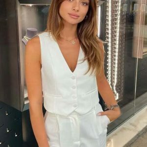 summer chic polyester vest for women   sleek & vibrant 5278
