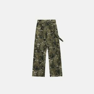 trendy jungle print cargo pants   urban & youthful style 7371