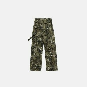 trendy jungle print cargo pants   urban & youthful style 7467
