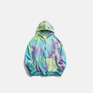 trendy tie dye hoodie zip up youthful streetwear appeal 1927